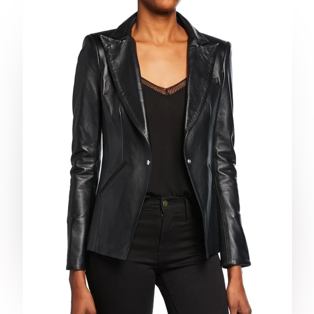 The mighty company lamb leather blazer jacket